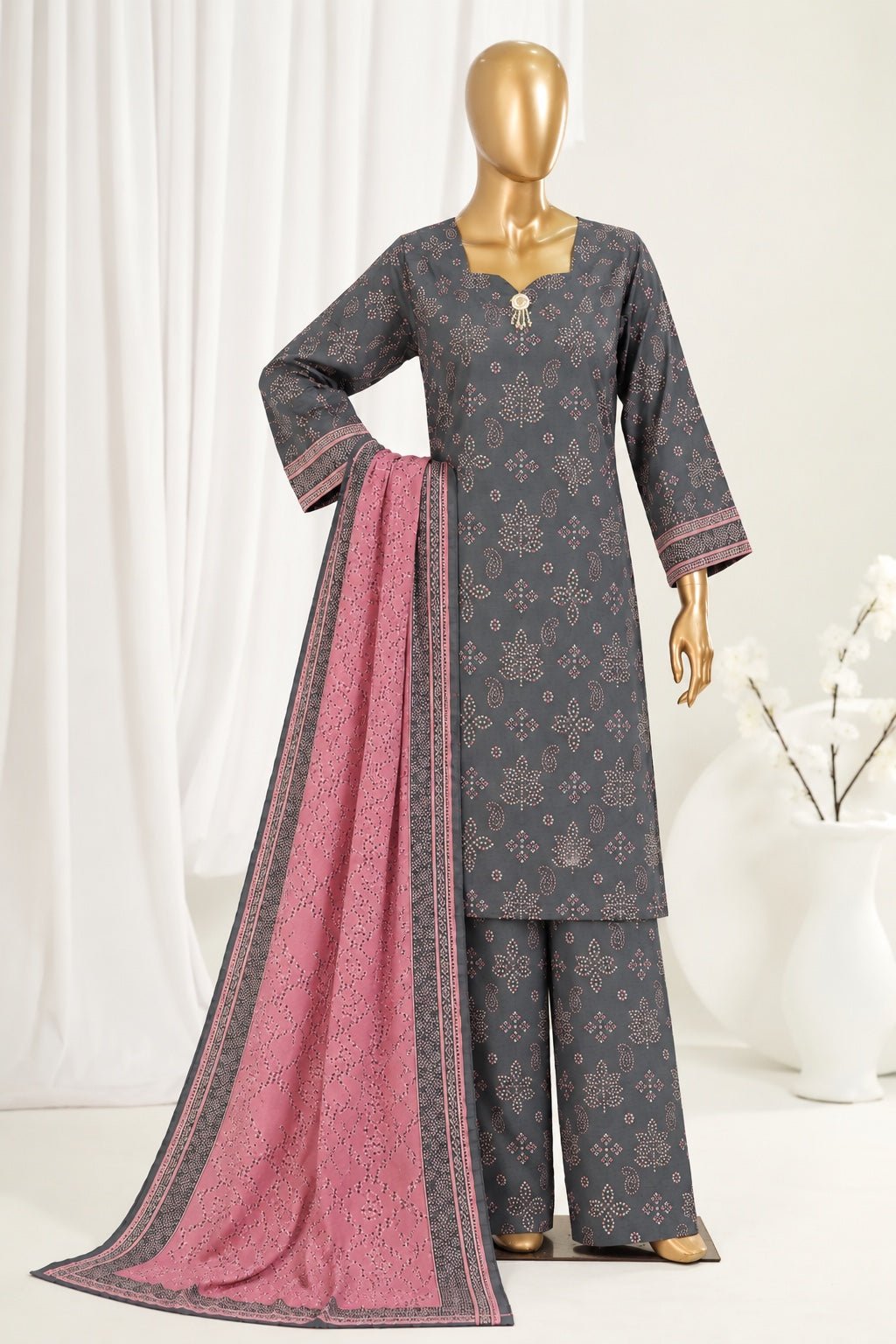 Bin Saeed | Stitched 3Pc Printed Khaddar - Premium Winter Collection - BarerahFabrics