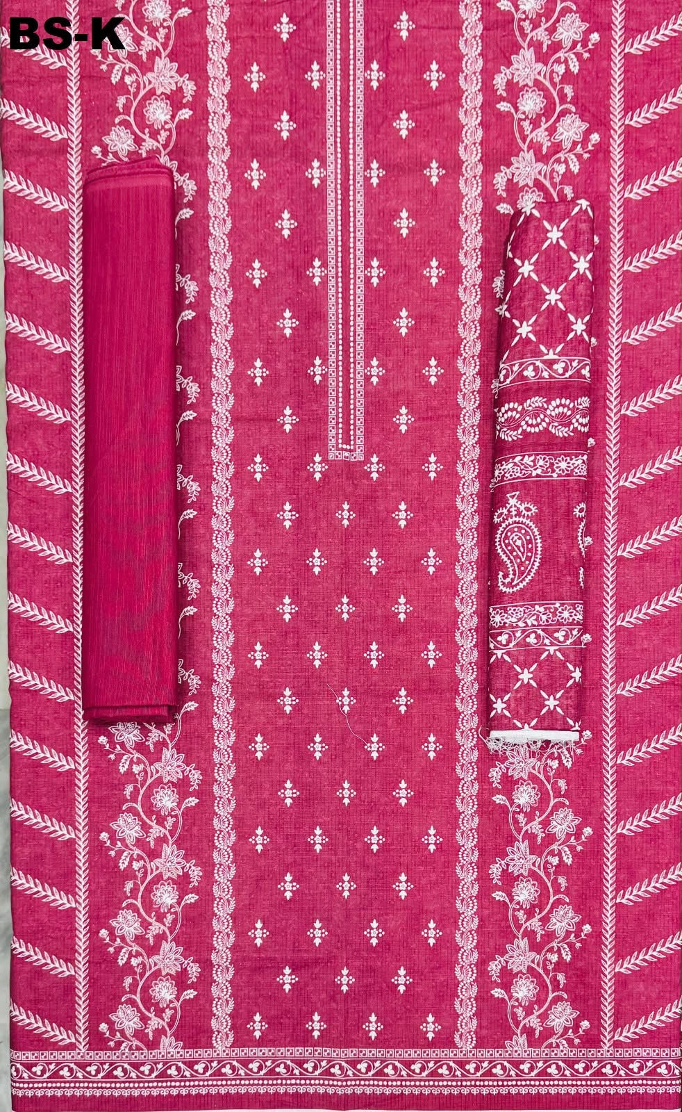 BIN SAEED Unstitched 3Pc Printed Khaddar - Raspberry Pink