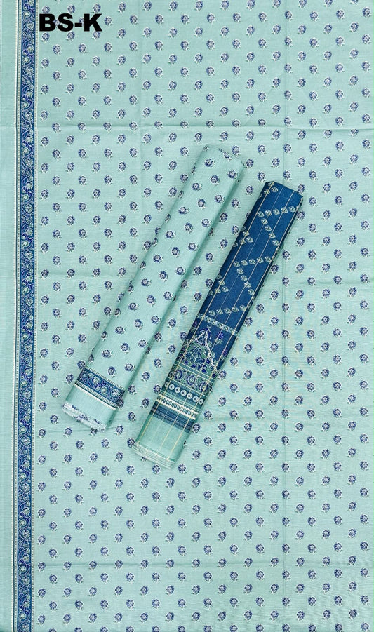 BIN SAEED Unstitched 3Pc Printed Khaddar - Mint Green Blue