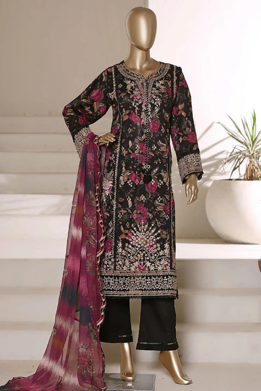 Sada Bahar | Stitch 3 PC Signature Festive Embroidered Lawn with Printed Chiffon Dupatta