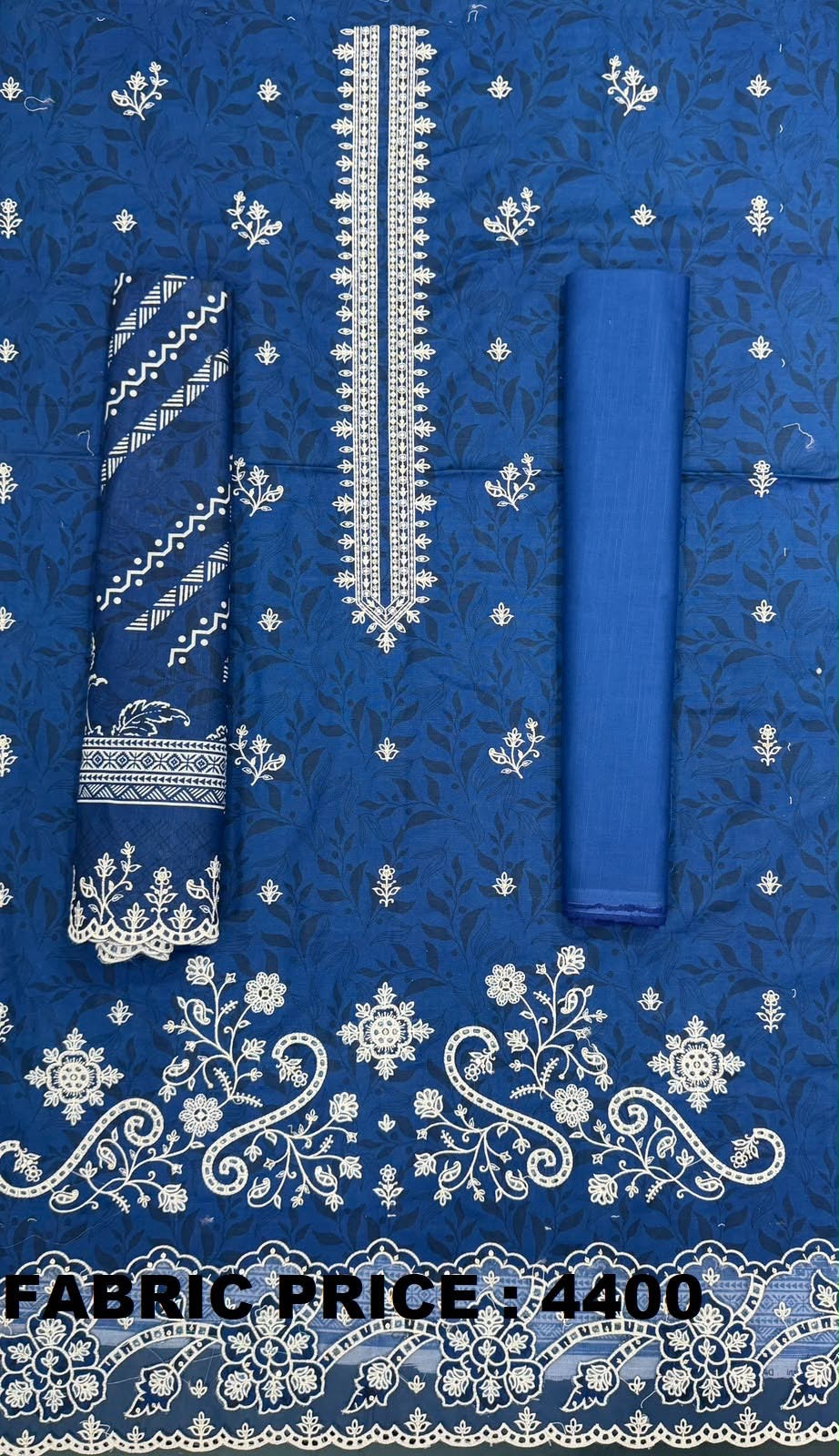 Royal blue Riwayat unstitched embroidered khaddar 3-piece suit