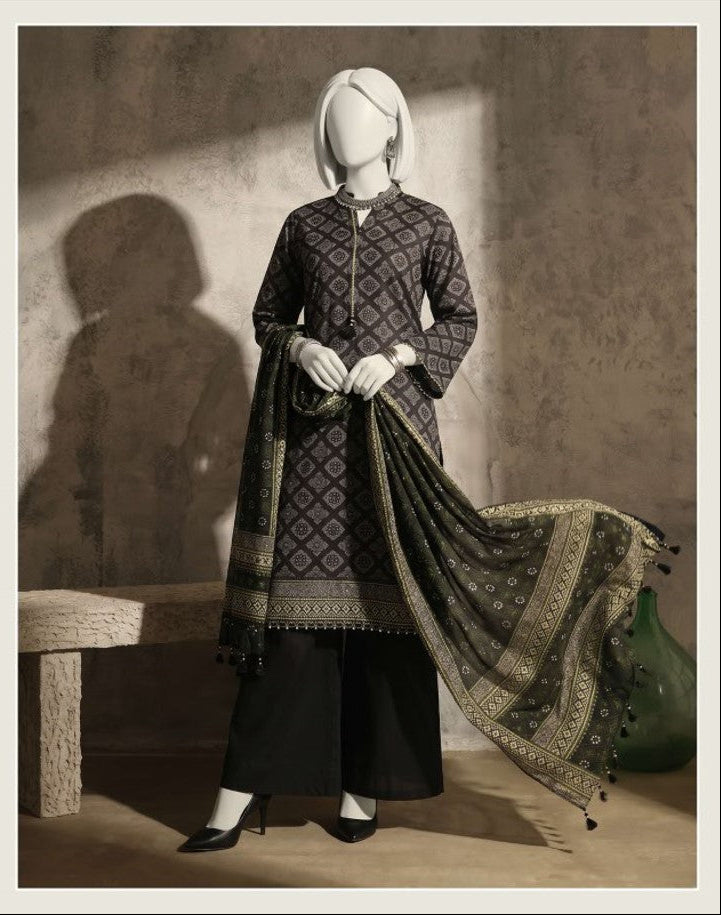 J. Panjnad | Unstitched Black and White Printed Lawn 3 Piece Collection