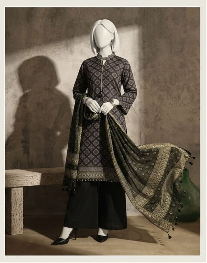 J. Panjnad | Unstitched Black and White Printed Lawn 3 Piece Collection