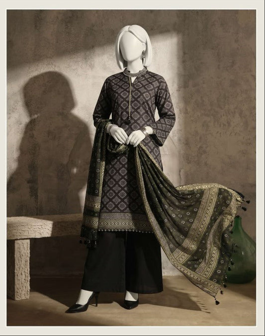 J. Panjnad | Unstitched Black and White Printed Lawn 3 Piece Collection