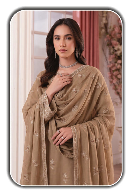 HAMNA Beige complete dress model view