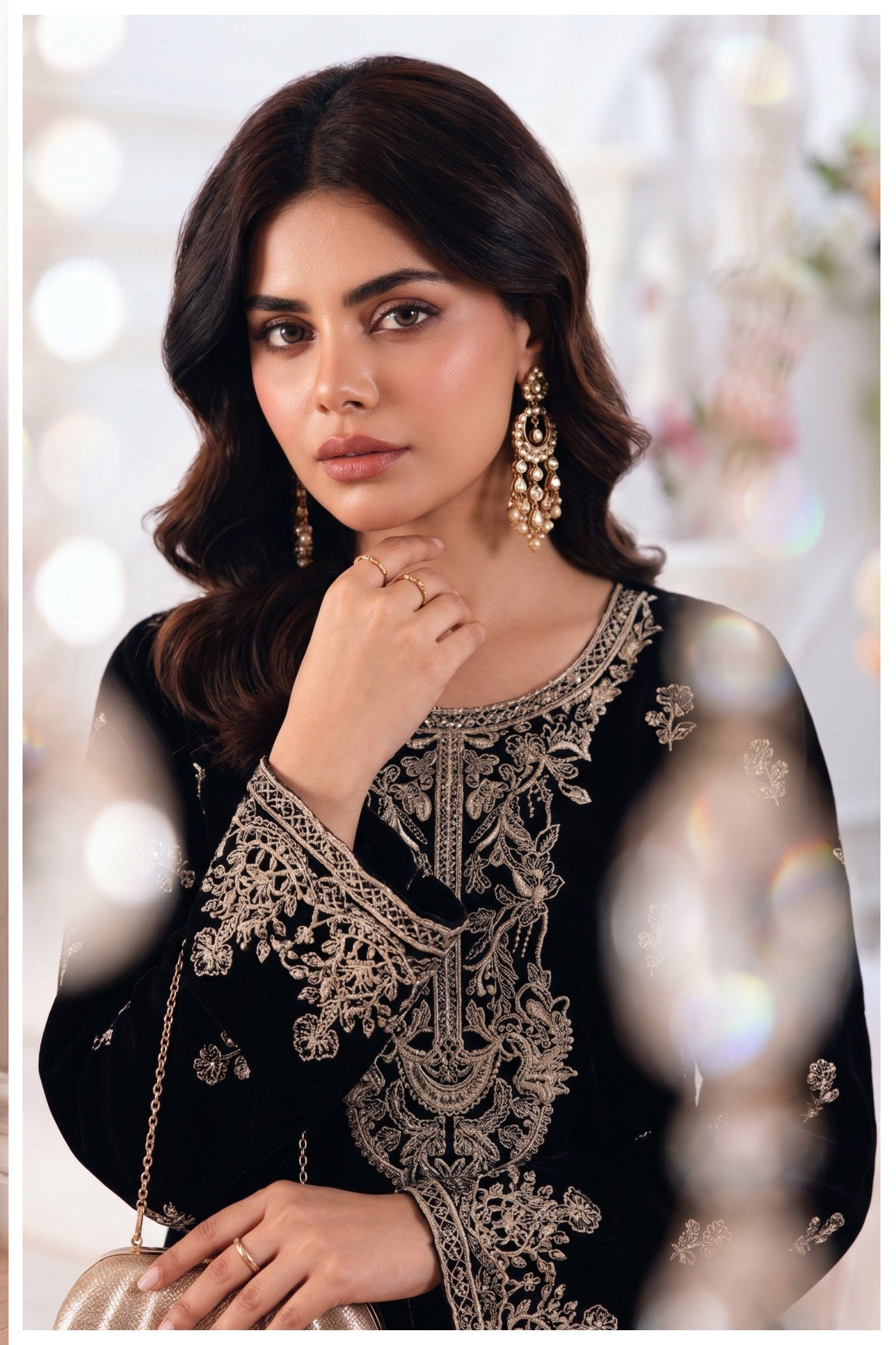 HAMNA Black complete dress model view