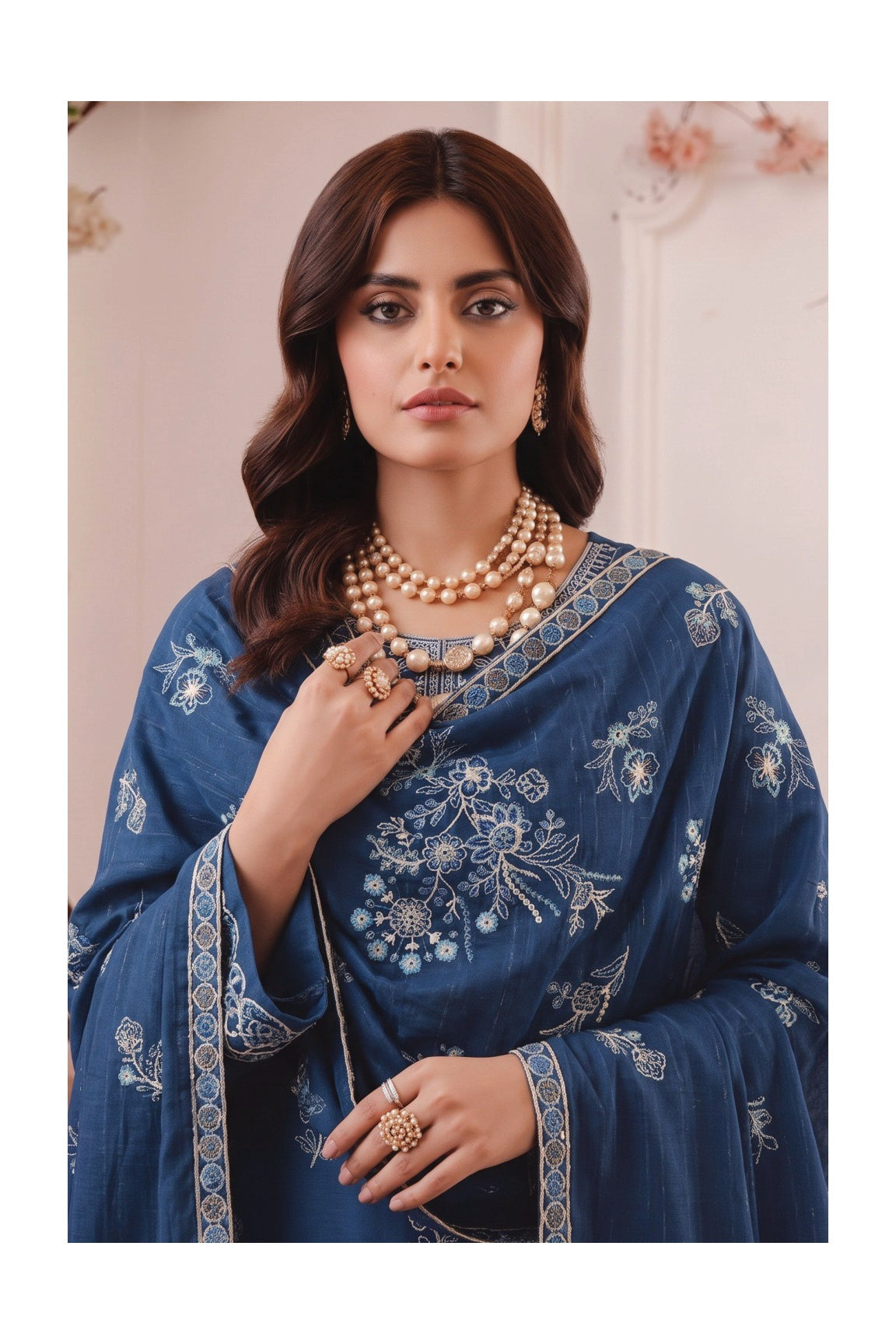 HAMNA Blue complete dress model view