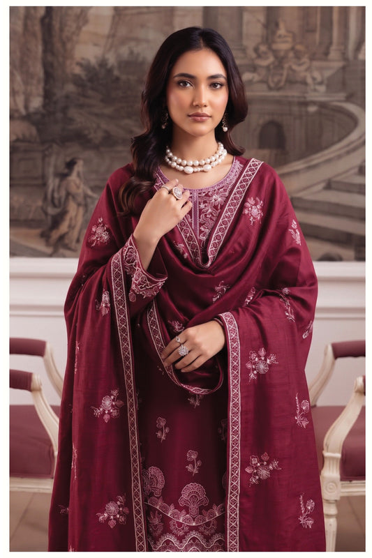 HAMNA Maroon complete dress model view