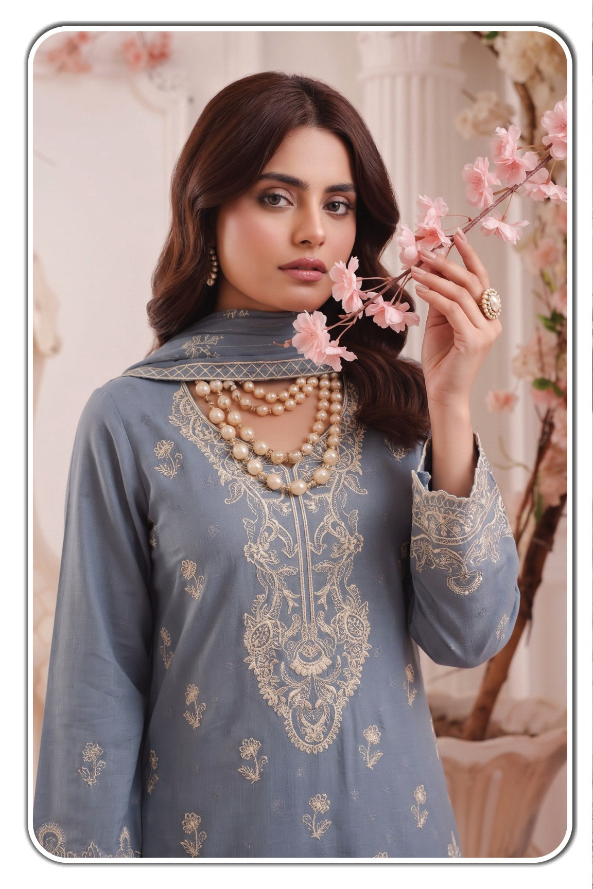 HAMNA Steel Blue complete dress model view