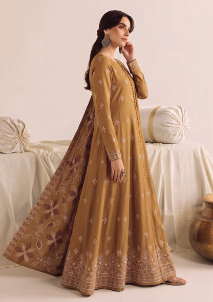 MATCHA Brown embroidered Dhanak suit detail
