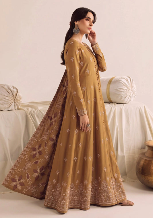 MATCHA Brown embroidered Dhanak suit detail