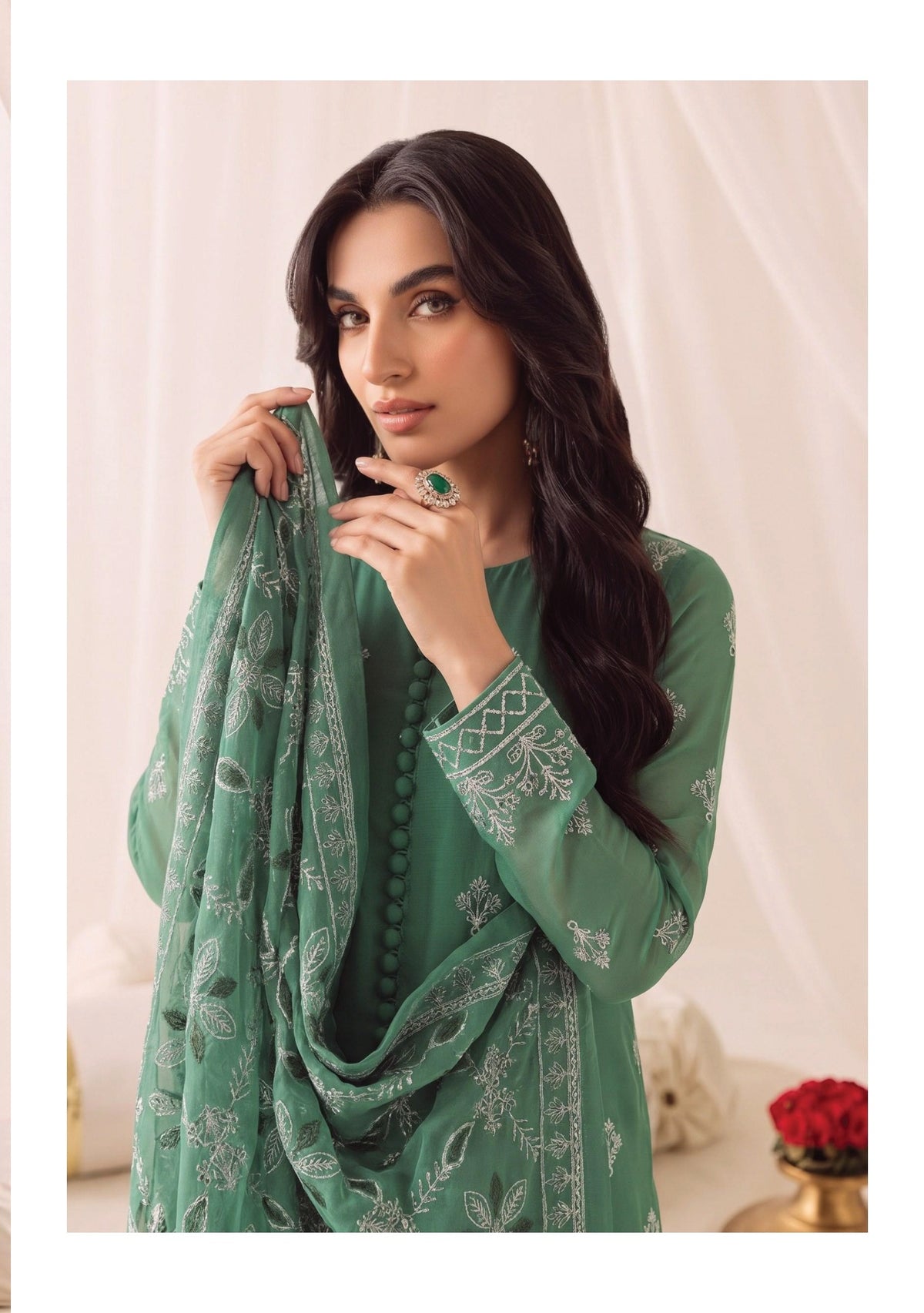 MATCHA Teal Green complete model outfit view