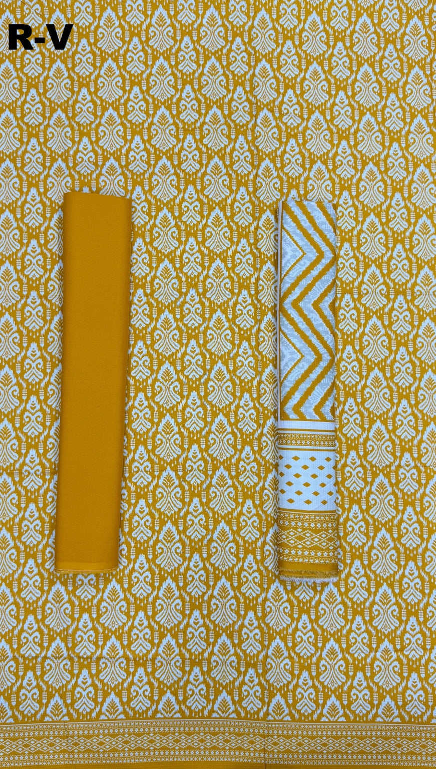 RIWAYAT Unstitched 3PC Printed Premium Viscose Collection - Mustard Yellow