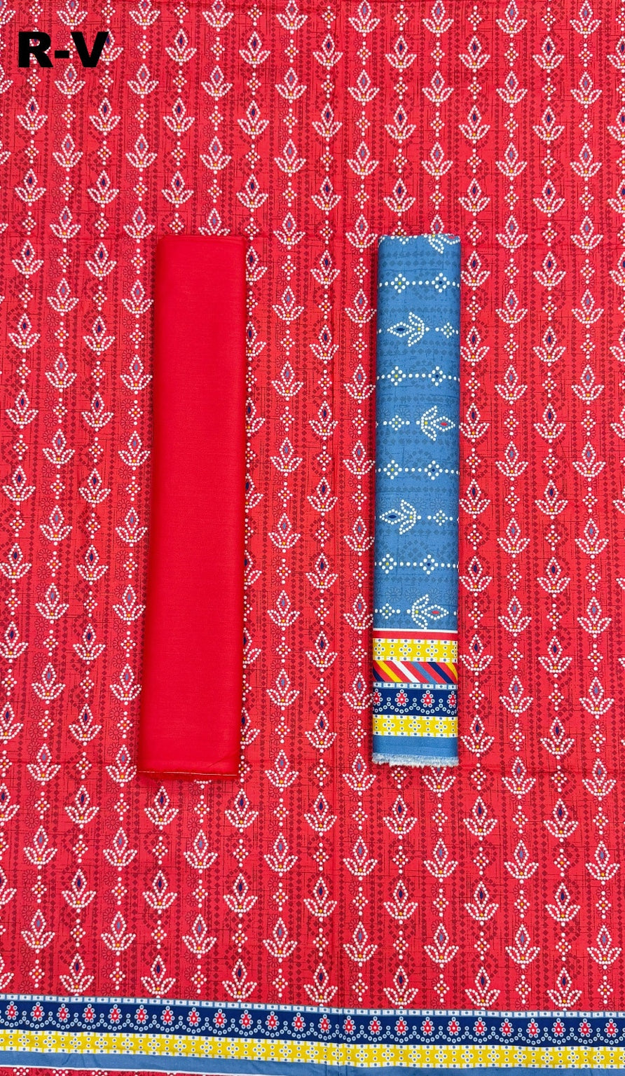 RIWAYAT Unstitched 3PC Printed Premium Viscose Collection - Raspberry Red
