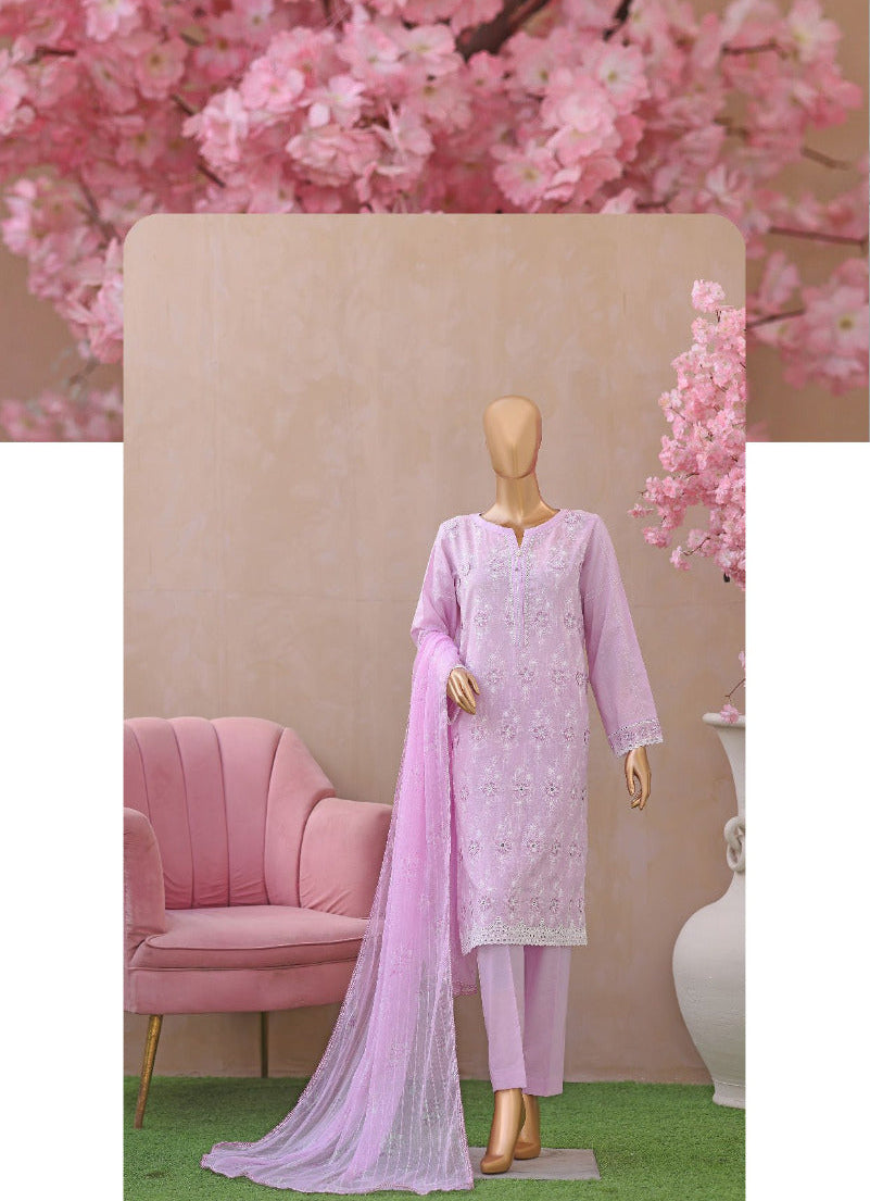 HZ DYNASTY | 3D Unstitch 3 Pc Embroidered Slub Lawn Collection