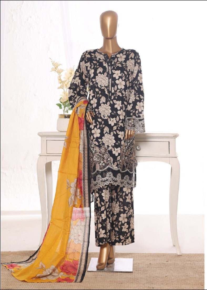 Bin Saeed | stitched 3 Pc embroidered lawn collection