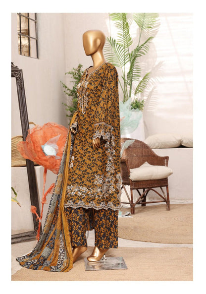 Bin Saeed | stitched 3 Pc embroidered lawn collection
