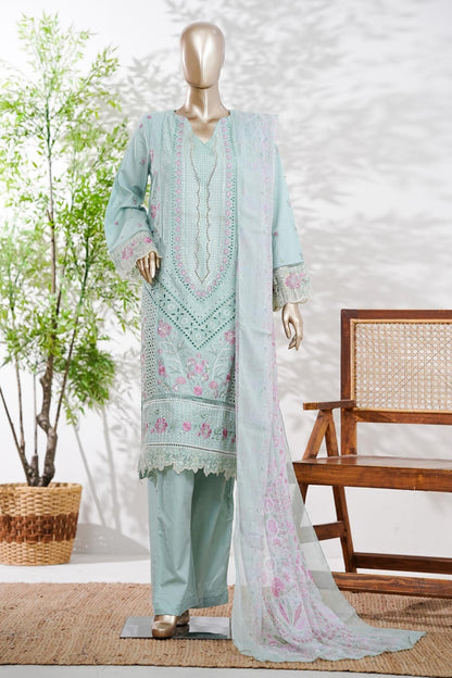 Bin Saeed | Stitched 3 Pc Luxury Embroidered Lawn With Printed dupatta