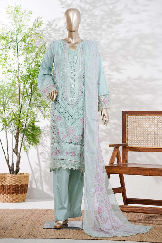 Bin Saeed | Stitched 3 Pc Luxury Embroidered Lawn With Printed dupatta