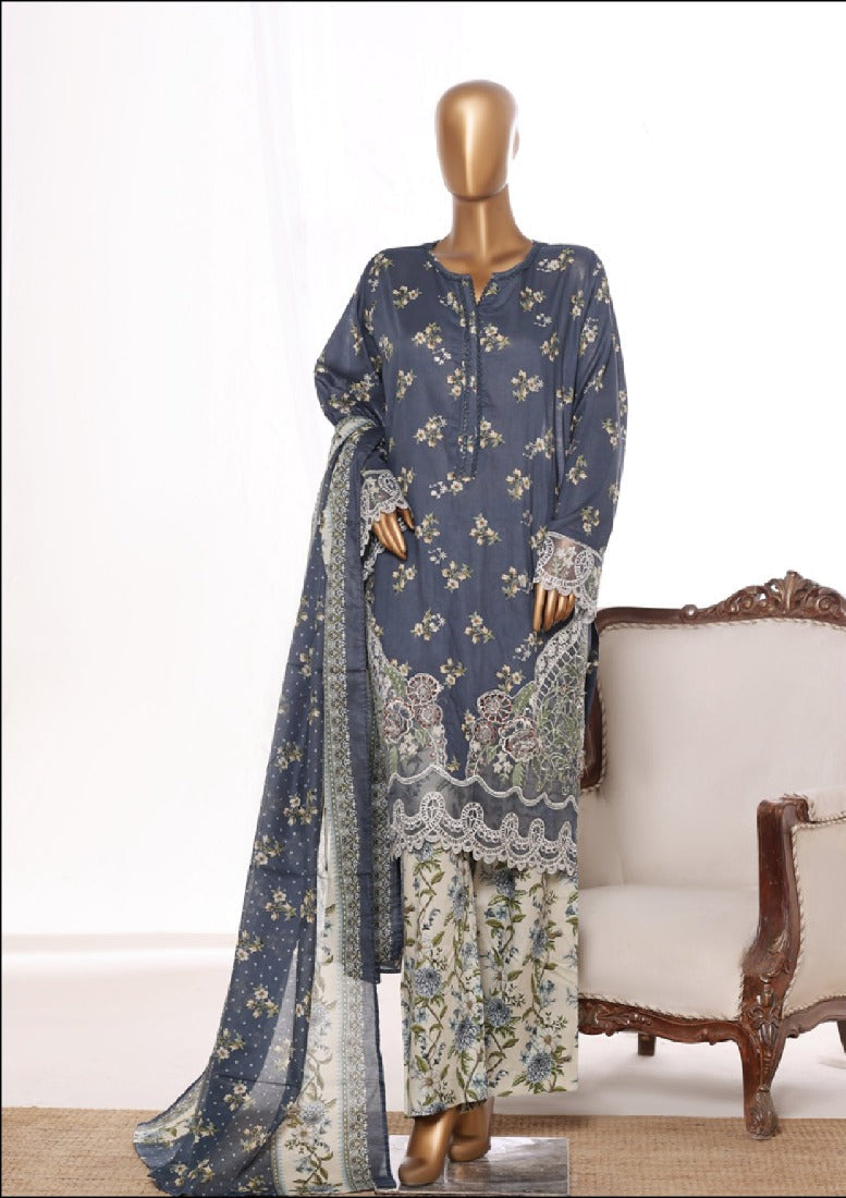 Bin Saeed | stitched 3 Pc embroidered lawn collection