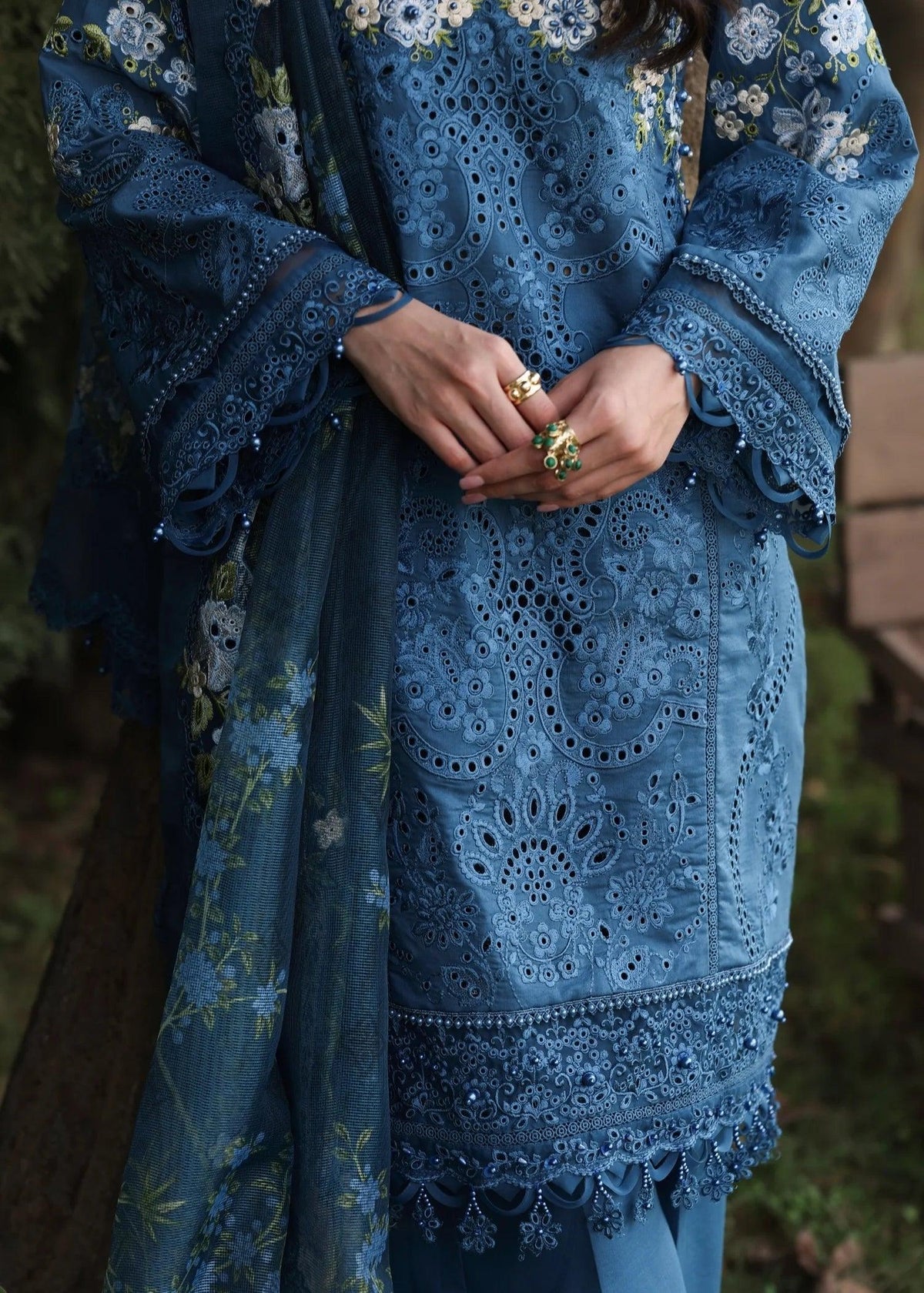 Sardinia Tales Of Petals | Blue Blossoms Design #1506 Unstitched 3Pc Embroidered Luxury Lawn Collection