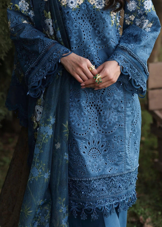 Sardinia Tales Of Petals | Blue Blossoms Design #1506 Unstitched 3Pc Embroidered Luxury Lawn Collection