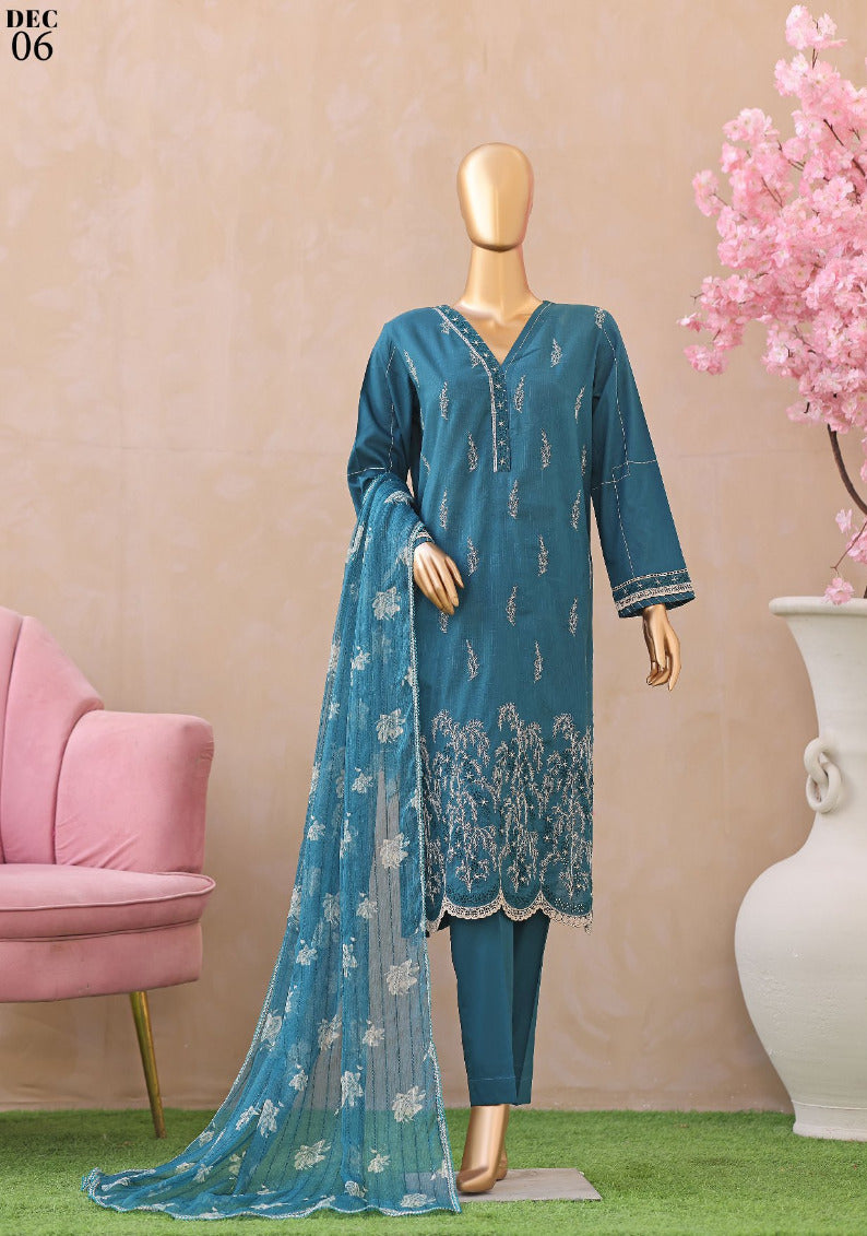 HZ DYNASTY | 3D Unstitch 3 Pc Embroidered Slub Lawn Collection