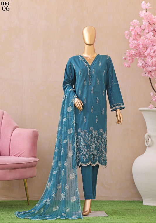 HZ DYNASTY | 3D Unstitch 3 Pc Embroidered Slub Lawn Collection