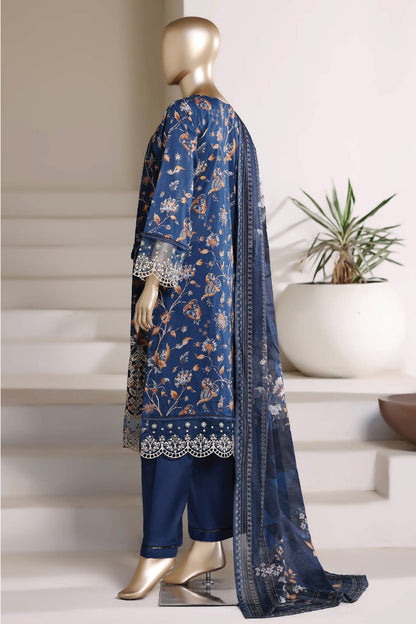 Sada Bahar | Stitched 3 Piece Festive Embroidered Lawn With Printed Dupatta