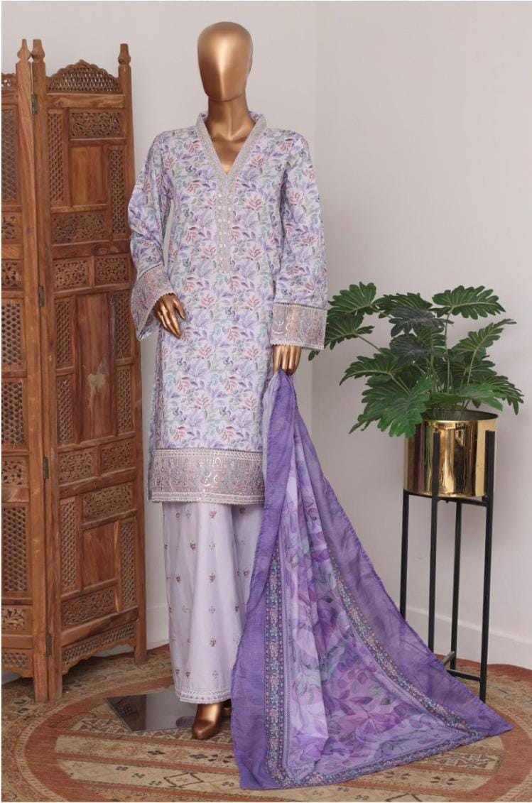 Bin Saeed | Stitch 3 Pc Embroidered Bell Bottom Lawn