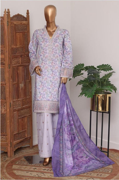 Bin Saeed | Stitch 3 Pc Embroidered Bell Bottom Lawn