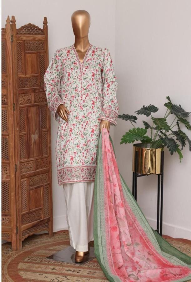 Bin Saeed | Stitch 3 Pc Embroidered Bell Bottom Lawn
