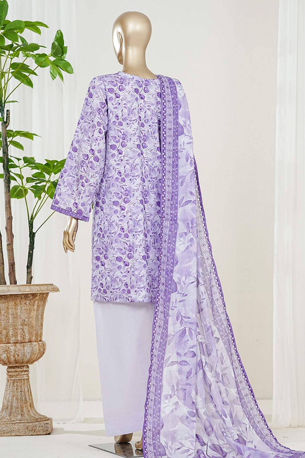 Bin Saeed | Stitch 3 Pc Printed Lawn With Farshi shalwar  BarerahFabrics