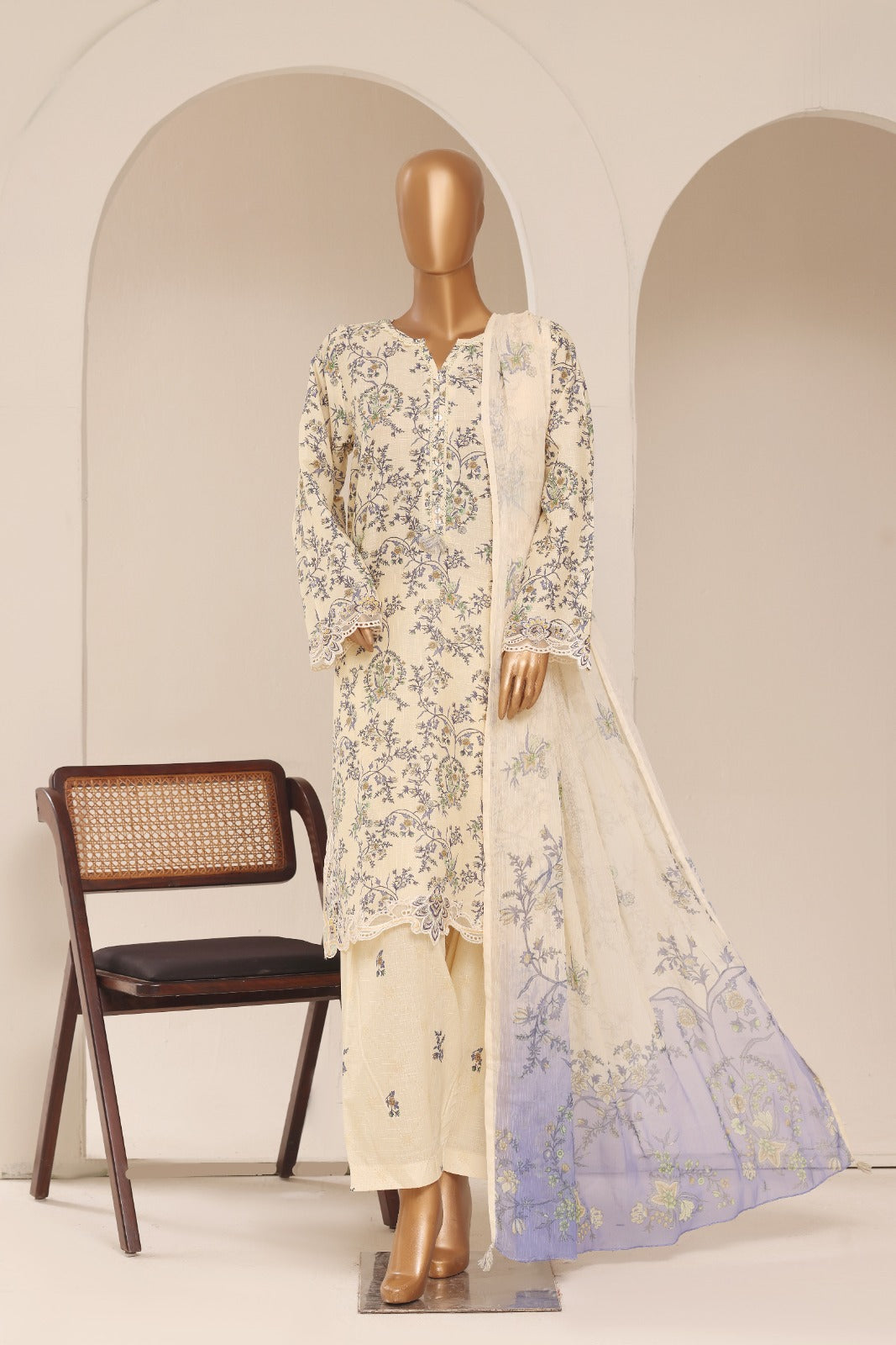 SADA BAHAR | Stitched Textured Embroidered Lawn 3-Piece Collection