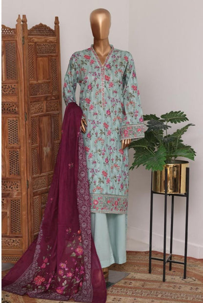 Bin Saeed | Stitch 3 Pc Embroidered Bell Bottom Lawn