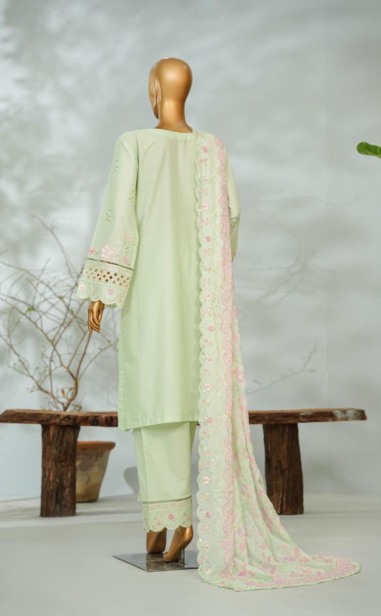 Bin Saeed | Stitch 3 Pc Embroidered Lawn With Printed Chiffon Dupatta