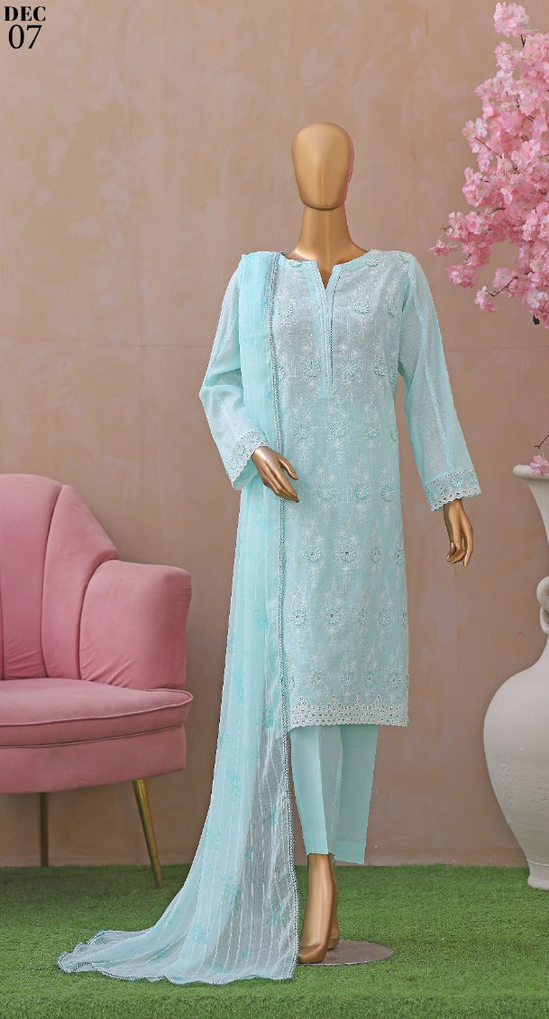 HZ DYNASTY | 3D Unstitch 3 Pc Embroidered Slub Lawn Collection