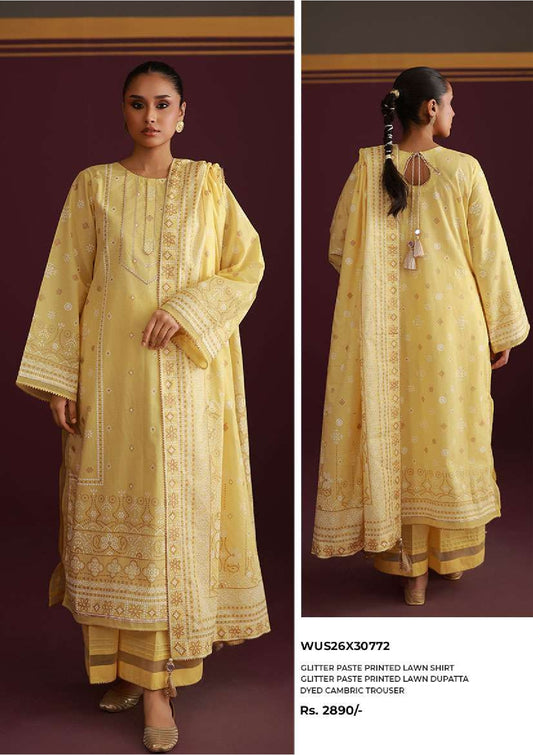 Zellbury | Unstitch 3 Pc Glitter Paste Printed Lawn Collection