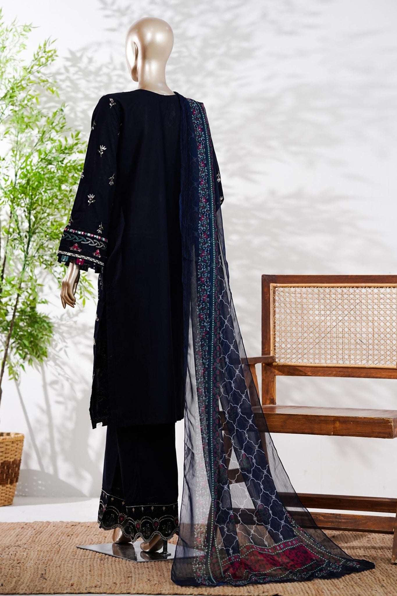 Bin Saeed | Stitched 3 Pc Luxury Embroidered Lawn With Printed dupatta