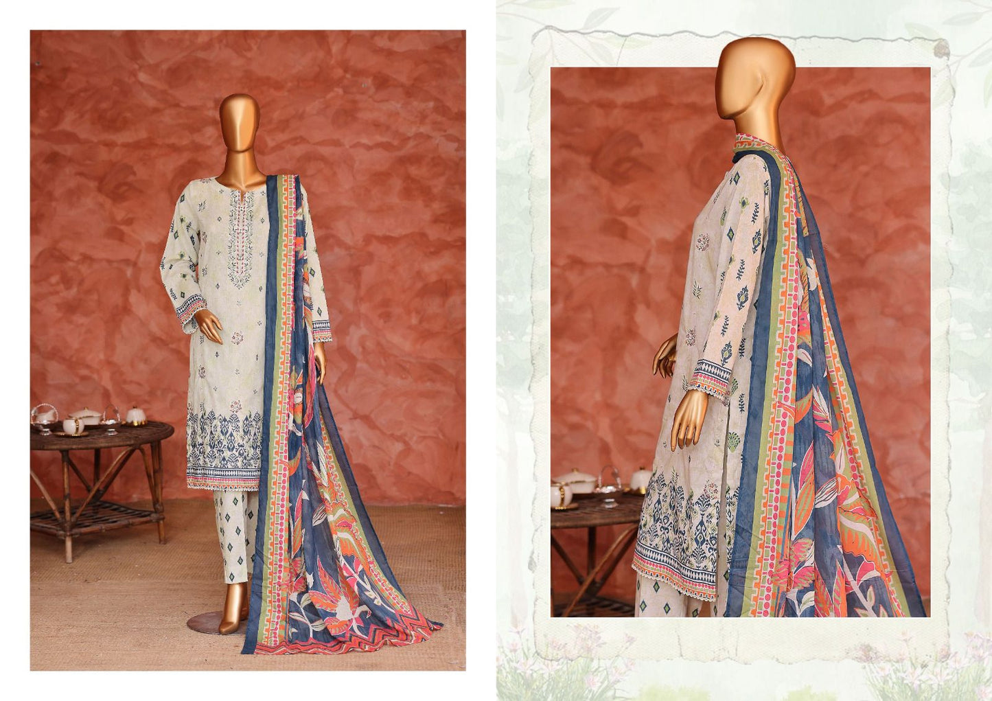 HZ Elegant | Unstitch 3 Pc Embroidered Lawn Collection