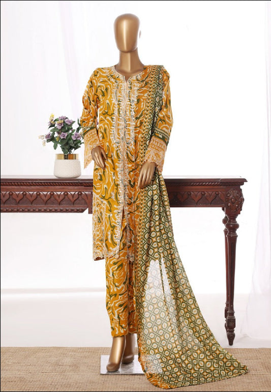 Bin Saeed | stitched 3 Pc embroidered lawn collection