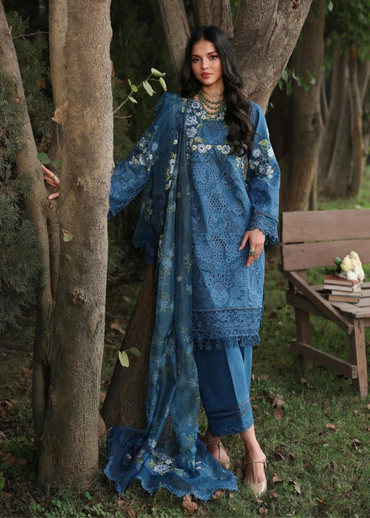 Sardinia Tales Of Petals | Blue Blossoms Design #1506 Unstitched 3Pc Embroidered Luxury Lawn Collection