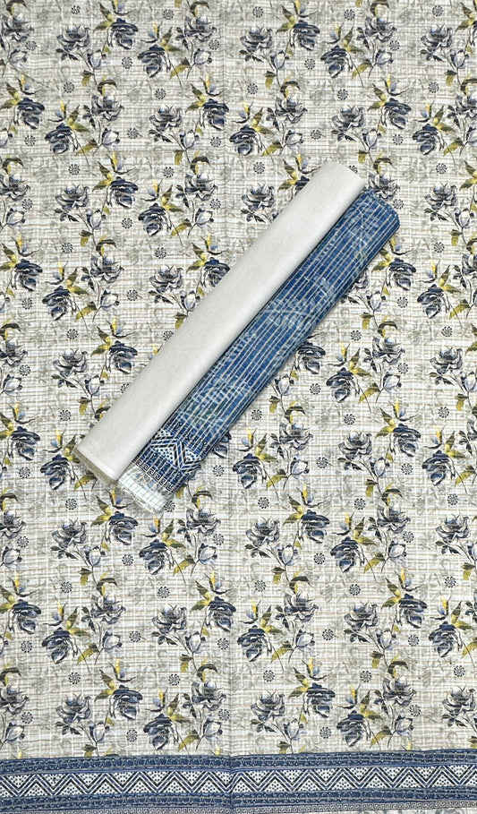 Riwayat | Unstitch 3 Pc Dobby Printed Zari Collection