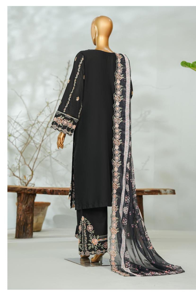 Bin Saeed | Stitch 3 Pc Embroidered Lawn With EmbroideredChiffon Dupatta