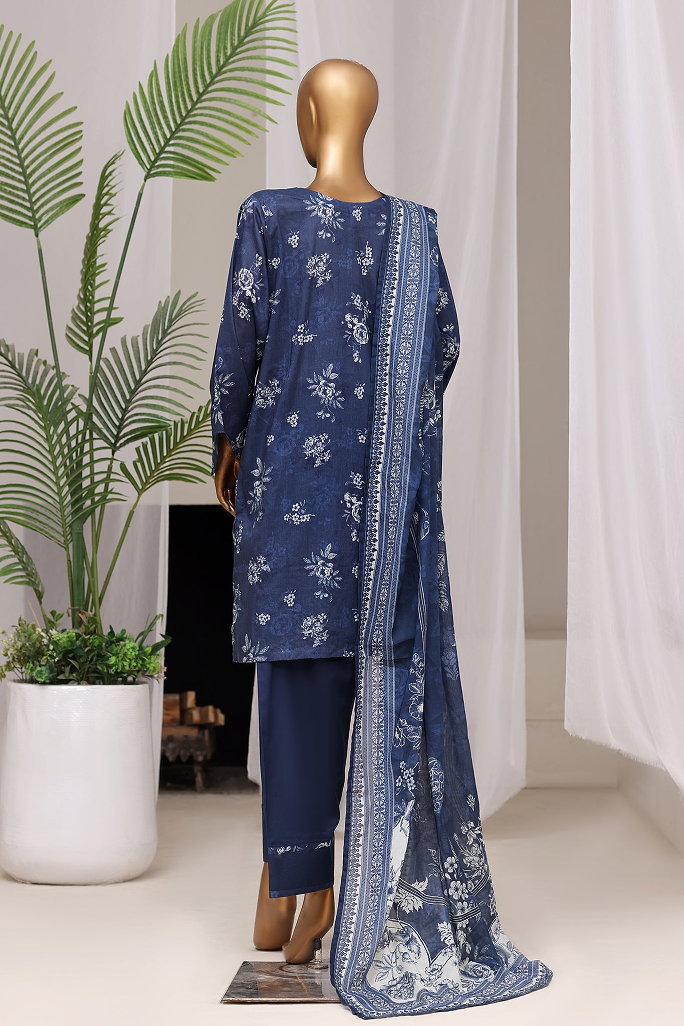 Bin Saeed | Stitch 3 Pc Printed Lawn With Farshi shalwar