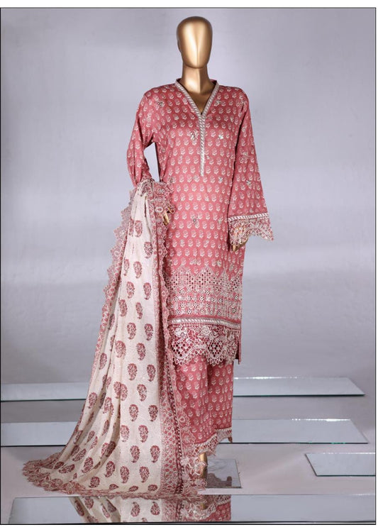 Bin Saeed | stitch 3 Pc Embroidered Lawn With Embroidered Dupatta