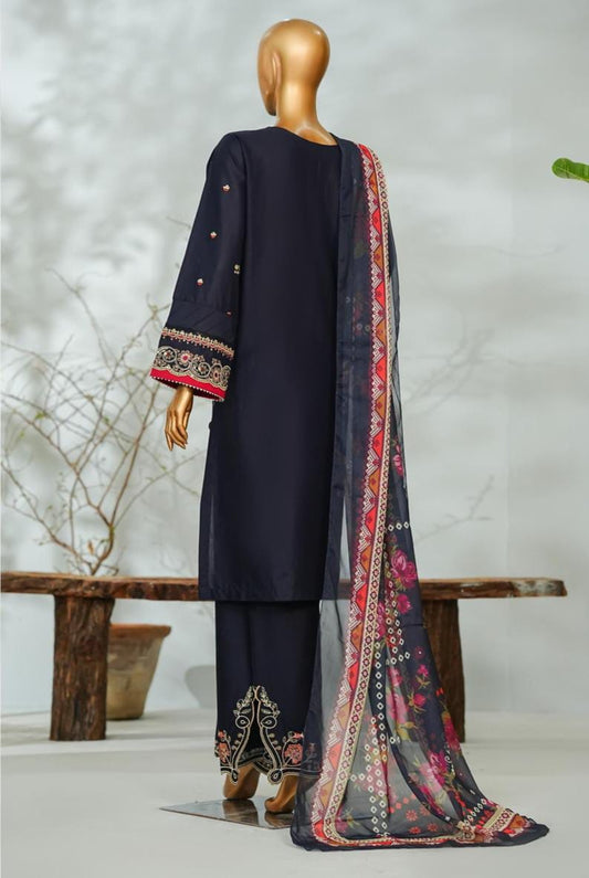 Bin Saeed | Stitch 3 Pc Embroidered Lawn With Printed Chiffon Dupatta