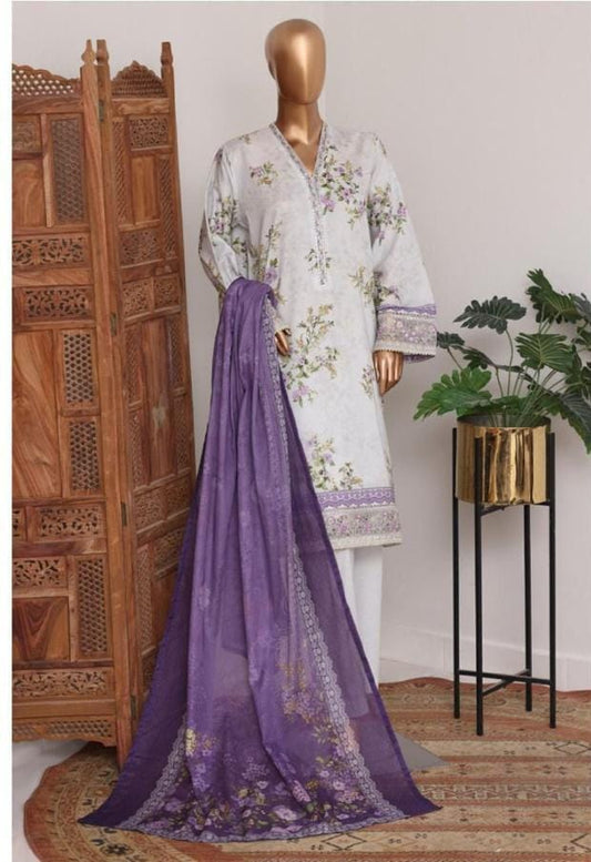 Bin Saeed | Stitch 3 Pc Embroidered Bell Bottom Lawn