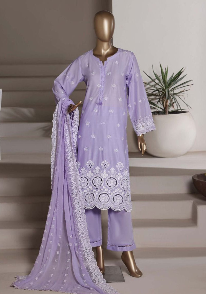 Sadabahar | Stitch 3 Pc Chikankari Laser 3D Work