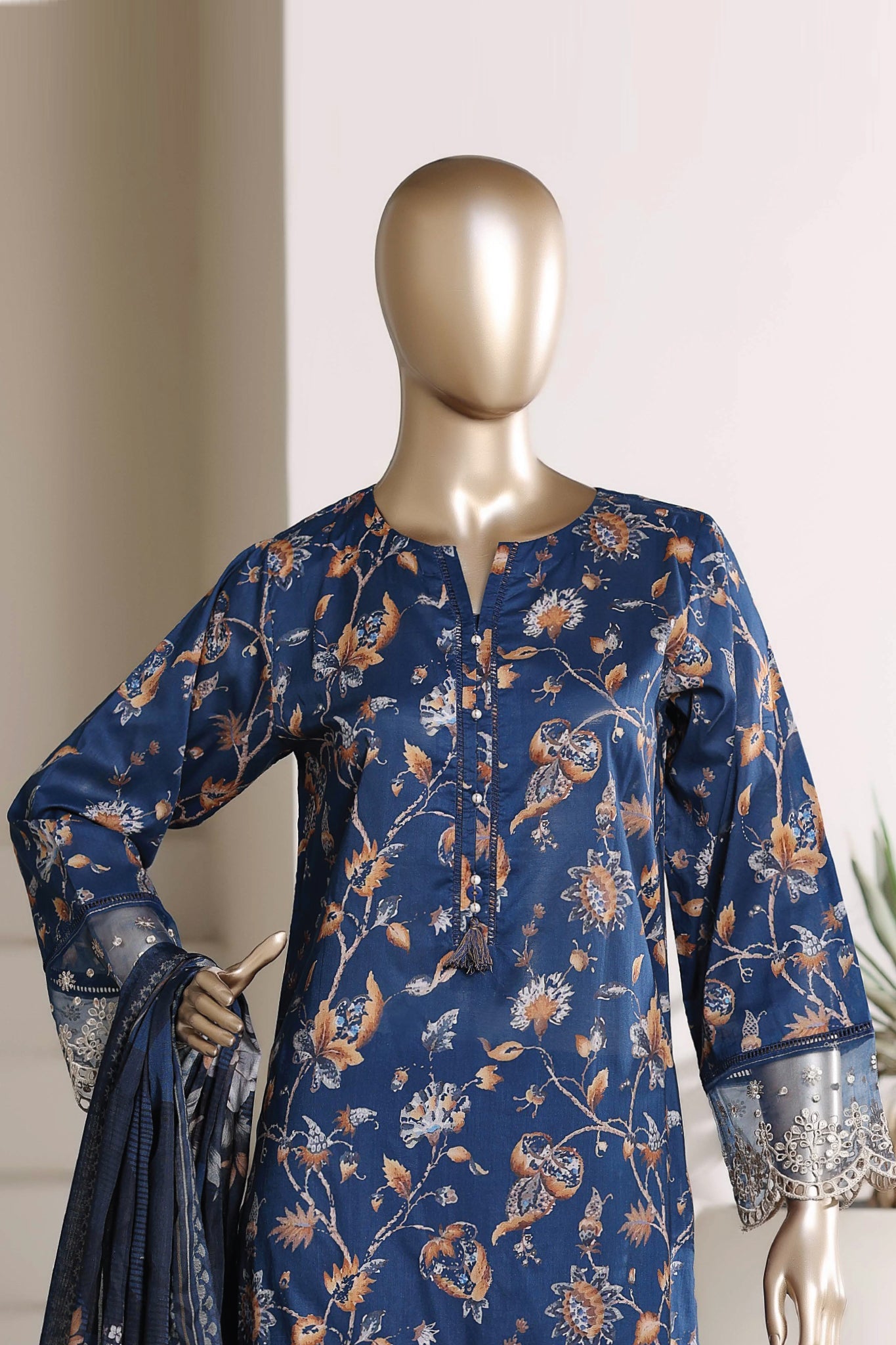 Sada Bahar | Stitched 3 Piece Festive Embroidered Lawn With Printed Dupatta